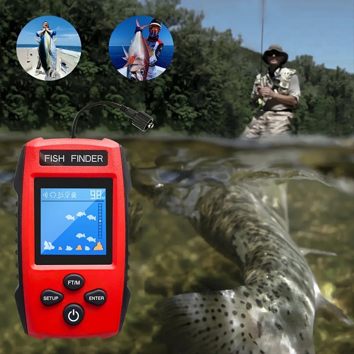 Fish Finder Transducer - Цветной ЖК-эхолот, проводной эхолот, датчик с